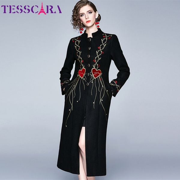 tesscara women autumn winter luxury embroidery wool blend coat female vintage designer celebrity-inspired long outerwear & coats, Black
tesscara women autumn winter luxury embroidery wool blend coat female vintage designer celebrity-inspired long outerwear & coats, Black