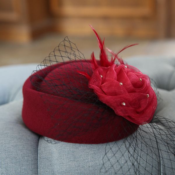 women flower veil fedoras british style spring winter wool felt beret cap silk flower airline stewardess cap pillbox wool hat, Blue;gray
women flower veil fedoras british style spring winter wool felt beret cap silk flower airline stewardess cap pillbox wool hat, Blue;gray