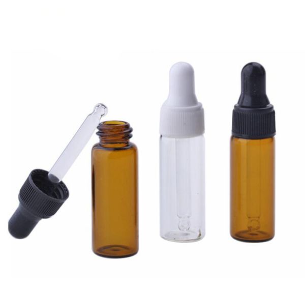 3000pcs/lot Empty Amber Clear Glass Dropper Bottle Vials 5ml Mini Liquid Pipette Bottles For Essential Oil Perfume With Price