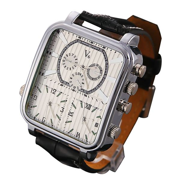 new men's business leisure pu leather strip three clock dials square wrist watch mv66, Slivery;brown 
new men's business leisure pu leather strip three clock dials square wrist watch mv66, Slivery;brown