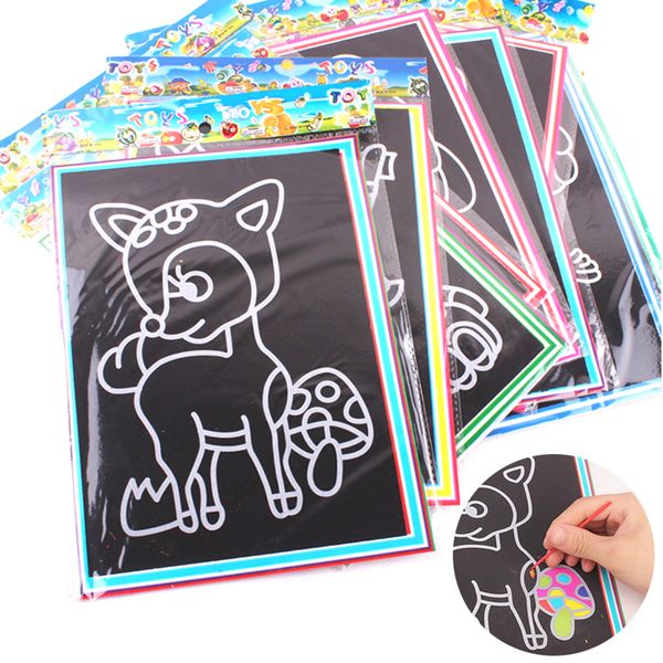 scratch art paper card painting coloring creative drawing with stick magic toys for children 13x9.8cm available on both sides
scratch art paper card painting coloring creative drawing with stick magic toys for children 13x9.8cm available on both sides