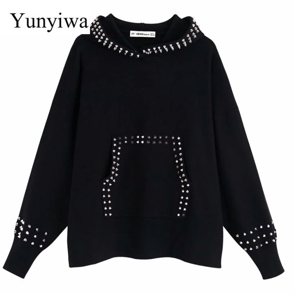 women fashion decoration casual knitted hooded sweatershirts ladies front pocket oversized hoodies brand chic, Black
women fashion decoration casual knitted hooded sweatershirts ladies front pocket oversized hoodies brand chic, Black
