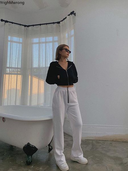 front zipper high waist solid workout fitness loose straight pant women ladies fashion sweatpant streetwear wide harem 2020, Black;white
front zipper high waist solid workout fitness loose straight pant women ladies fashion sweatpant streetwear wide harem 2020, Black;white