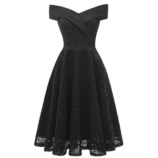 women summer party dresses slim retro slash neck dress a-line sleeveless vintage casual party lace wedding dress, White;black
women summer party dresses slim retro slash neck dress a-line sleeveless vintage casual party lace wedding dress, White;black