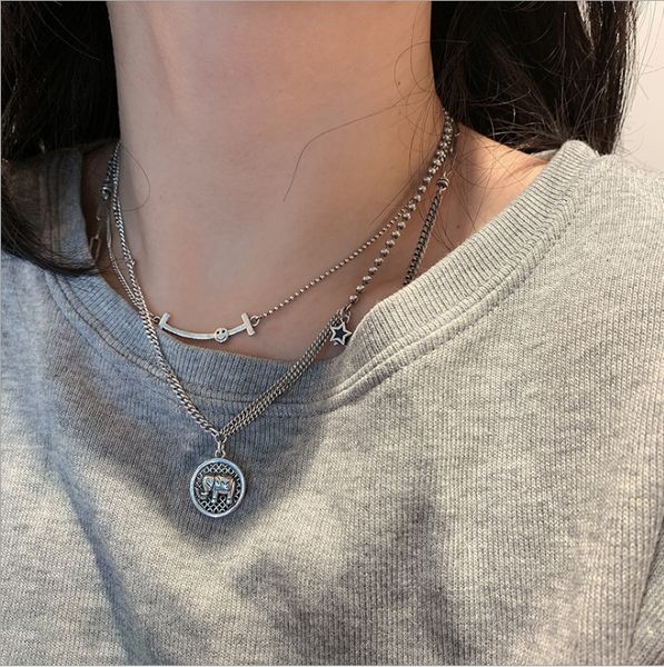 wholesale fashion women necklace smiley face chain and elephant star hip hop pendant multi - layered necklace, Silver
wholesale fashion women necklace smiley face chain and elephant star hip hop pendant multi - layered necklace, Silver