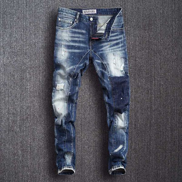 italian fashion men jeans vintage designer spliced slim ripped jeans men hip hop pants streetwear biker homme, Blue
italian fashion men jeans vintage designer spliced slim ripped jeans men hip hop pants streetwear biker homme, Blue