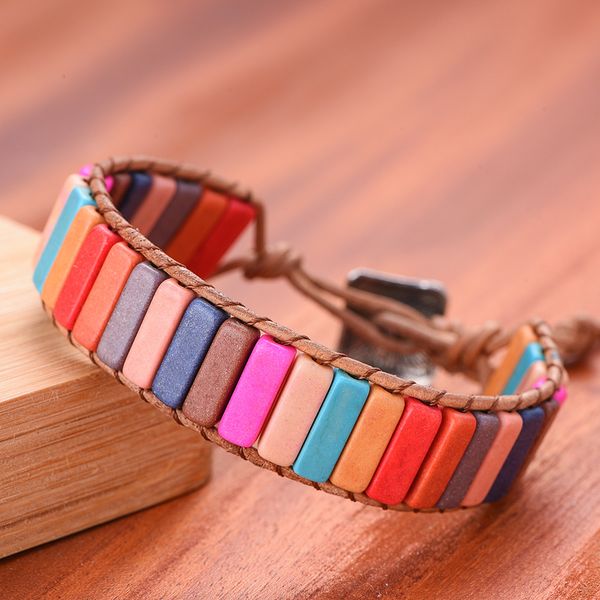 chakra bracelet jewelry handmade natural stone tube beads leather wrap bracelet couples bracelets creative gifts, Golden;silver
chakra bracelet jewelry handmade natural stone tube beads leather wrap bracelet couples bracelets creative gifts, Golden;silver