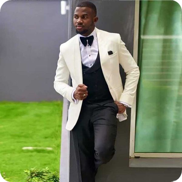 latest coat pants design ivory men suits for wedding groom wear slim fit tuxedo prom man blazer trajes de hombre 3piece terno masculino, Black;gray
latest coat pants design ivory men suits for wedding groom wear slim fit tuxedo prom man blazer trajes de hombre 3piece terno masculino, Black;gray