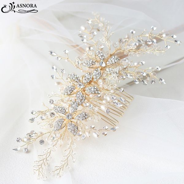 asnora hair combs for brides gold metol with shiny crystals and pearls bridal hair accessories wedding headdress hairwear, White;golden
asnora hair combs for brides gold metol with shiny crystals and pearls bridal hair accessories wedding headdress hairwear, White;golden