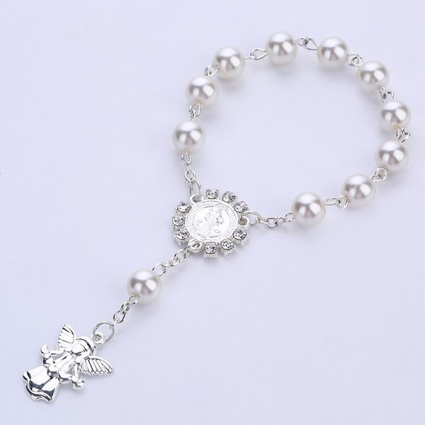 20pcs/lot religious bracelet white glass pearl imitation rosary children's communion baby's baptism favors catholic mini rosary, Golden;silver 
20pcs/lot religious bracelet white glass pearl imitation rosary children's communion baby's baptism favors catholic mini rosary, Golden;silver