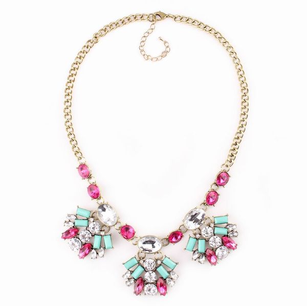 fashion vintage gold chain colorful crystal pendant necklace statement jewelry for girls, Silver
fashion vintage gold chain colorful crystal pendant necklace statement jewelry for girls, Silver