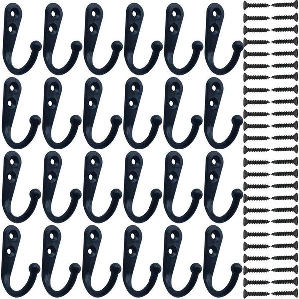 24 pieces coat hooks wall mounted robe hook single coat hanger no scratch and 50 pieces screws black 
24 pieces coat hooks wall mounted robe hook single coat hanger no scratch and 50 pieces screws black
