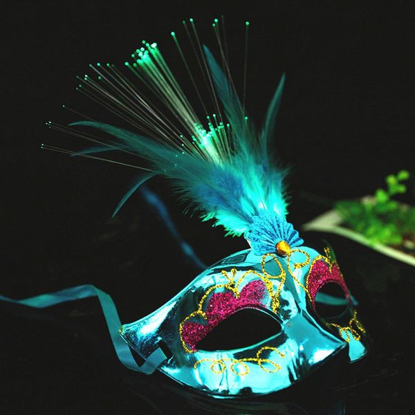 

venetian venice feather led mask luminous masquerade mask bachelorette party fancy dress princess ball masks carnival