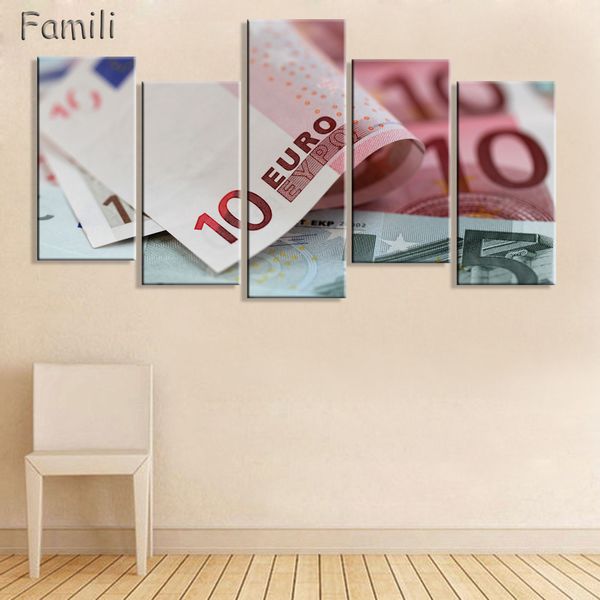 5Pieces/set Printed Canvas Painting Banknotes Wall Art Posters Unframed Modular Paintings Hot Cuadros Decor HD Wall Pictures For Home