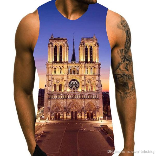 notre dame de paris mens tank 3d designer printed sleeveless summer tees, White;black
notre dame de paris mens tank 3d designer printed sleeveless summer tees, White;black