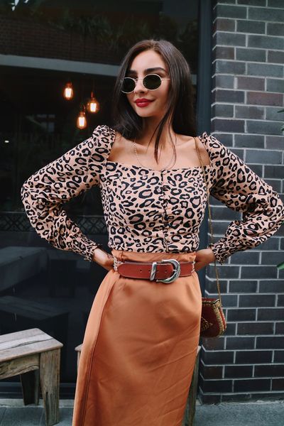new square collar casual women blouse leopard print long sleeve chiffon button down shirt fashion, White
new square collar casual women blouse leopard print long sleeve chiffon button down shirt fashion, White