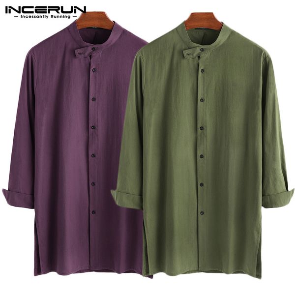 incerun solid color shirt men stand collar button up long sleeve muslim kaftan vintage cotton long shirt men clothes 2019, White;black
incerun solid color shirt men stand collar button up long sleeve muslim kaftan vintage cotton long shirt men clothes 2019, White;black