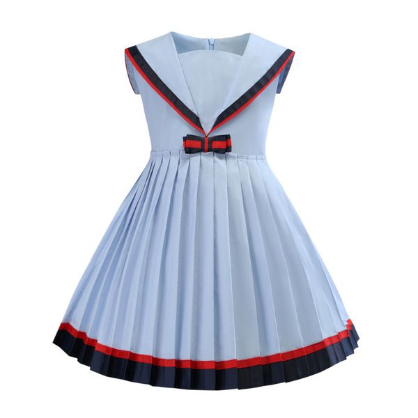 girl sailor collar blue dress navy collar short sleeve elegant pleated princess dress kids designer clothing dress, Red;yellow
girl sailor collar blue dress navy collar short sleeve elegant pleated princess dress kids designer clothing dress, Red;yellow