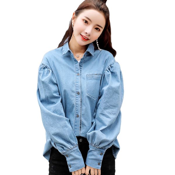 2019 new spring loose vintage lantern sleeve short jeans jacket women turn-down collar casual womens denim shirt coat d712, Black;brown
2019 new spring loose vintage lantern sleeve short jeans jacket women turn-down collar casual womens denim shirt coat d712, Black;brown
