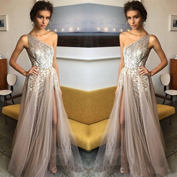 Fashion Formal Long Evening Celebrity Gowns Sequined One Shoulder Side Split Tulle Prom Party Dresses vestidos de fiesta
Fashion Formal Long Evening Celebrity Gowns Sequined One Shoulder Side Split Tulle Prom Party Dresses vestidos de fiesta