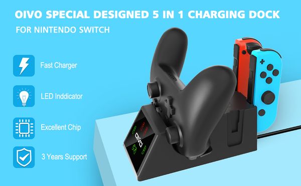 2019 oivo 5 in 1 controller charging dock stand for nintend switch pro & 4 joy con charger charging station with led indicators
2019 oivo 5 in 1 controller charging dock stand for nintend switch pro & 4 joy con charger charging station with led indicators