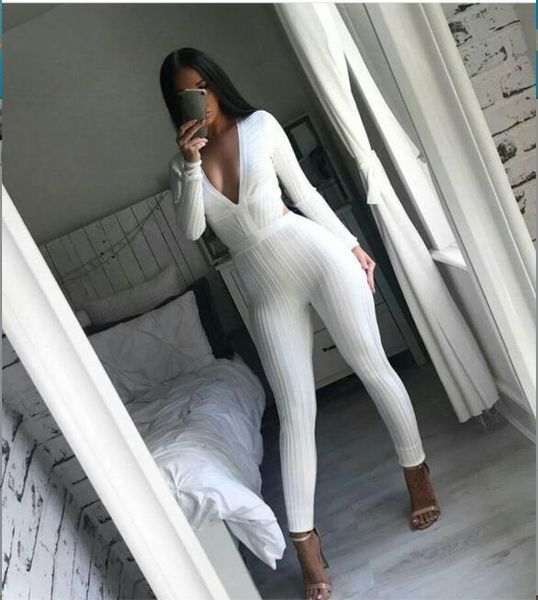 ladies hl bandage jumpsuits long sleeve v-neck bodycon jumpsuits, Black;white
ladies hl bandage jumpsuits long sleeve v-neck bodycon jumpsuits, Black;white