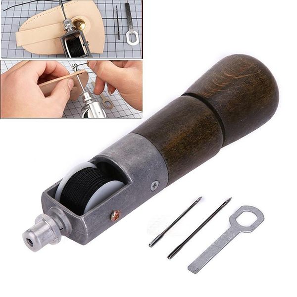 

1 set lock stitch sewing awl thread kit needles stitching leather fabric diy craft repair tool durable household supplies rjjkv, Black