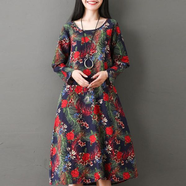 oversize loose casual women dress mid-calf o-neck autumn dress fashion floral printing long sleeve chic dresses #33, Black;gray
oversize loose casual women dress mid-calf o-neck autumn dress fashion floral printing long sleeve chic dresses #33, Black;gray