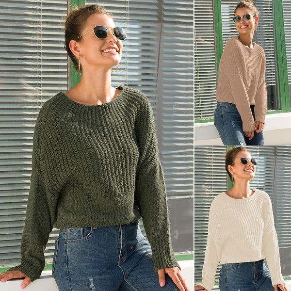 womens fashion short pullovers sweaters for female long sleeve loose knitted knitwear outerwear, White;black
womens fashion short pullovers sweaters for female long sleeve loose knitted knitwear outerwear, White;black