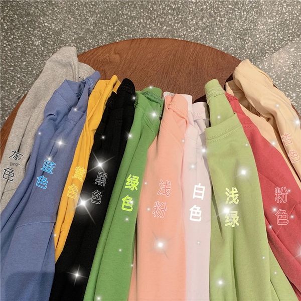 10 colors optional cotton long-sleeved t-shirt women 2020 loose t-shirt midi student women's wear, White
10 colors optional cotton long-sleeved t-shirt women 2020 loose t-shirt midi student women's wear, White