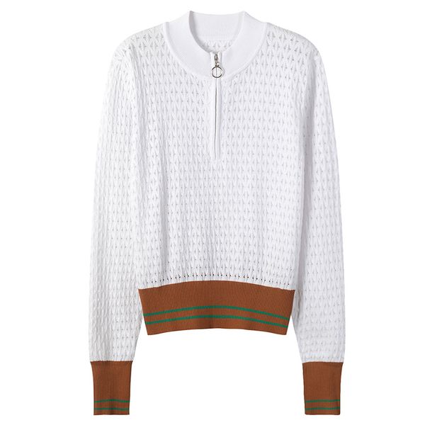 women sweater elegant bodycon zippers hollow out jumper striped jersey runway slim pullovers long sleeve knitted office lady, White;black
women sweater elegant bodycon zippers hollow out jumper striped jersey runway slim pullovers long sleeve knitted office lady, White;black
