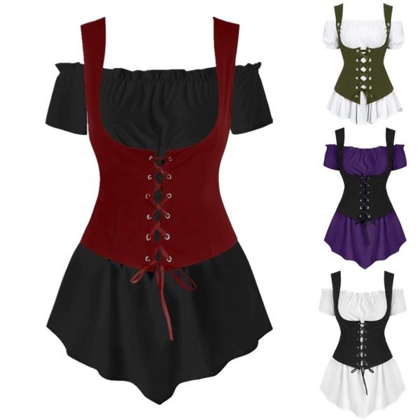 medieval steampunk 2peices clothing set for woman off shoulder shirt bandage vest stage viking pirate cosplay costumes, Silver
medieval steampunk 2peices clothing set for woman off shoulder shirt bandage vest stage viking pirate cosplay costumes, Silver
