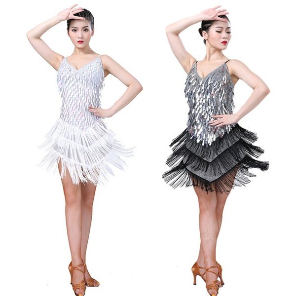 multi-layer fringed skirt latin dance performance clothing ladies drop sling deep v-neck sequinedskirt, Black;red
multi-layer fringed skirt latin dance performance clothing ladies drop sling deep v-neck sequinedskirt, Black;red