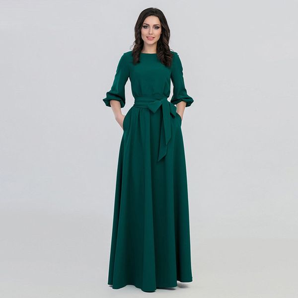 winter retro ladies round collar solid long maxi dress elegant women 3/4 lantern sleeve lace up high waist caasual long dress, Black;gray
winter retro ladies round collar solid long maxi dress elegant women 3/4 lantern sleeve lace up high waist caasual long dress, Black;gray