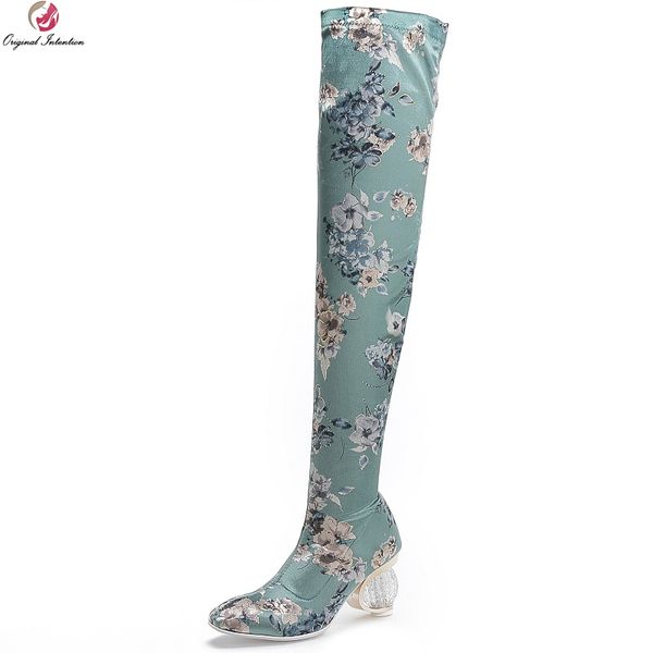 original intention elegant embroidered blue thigh high boots woman crystal heels pointed toe fashion winter shoes female, Black
original intention elegant embroidered blue thigh high boots woman crystal heels pointed toe fashion winter shoes female, Black