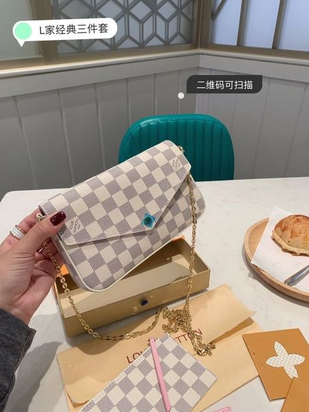 new 3 pcs set classic fashion women designer handbags genuine real leather laser hardware crossbody shoulder chain bags wallet card bag
new 3 pcs set classic fashion women designer handbags genuine real leather laser hardware crossbody shoulder chain bags wallet card bag