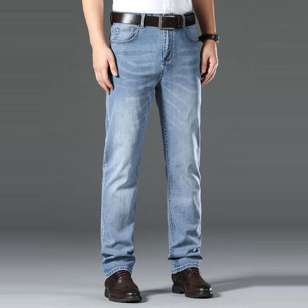 jeans for men men's thin high waist jeans cotton stretch straight denim pants classic straight pants size 28-38 40, Blue
jeans for men men's thin high waist jeans cotton stretch straight denim pants classic straight pants size 28-38 40, Blue