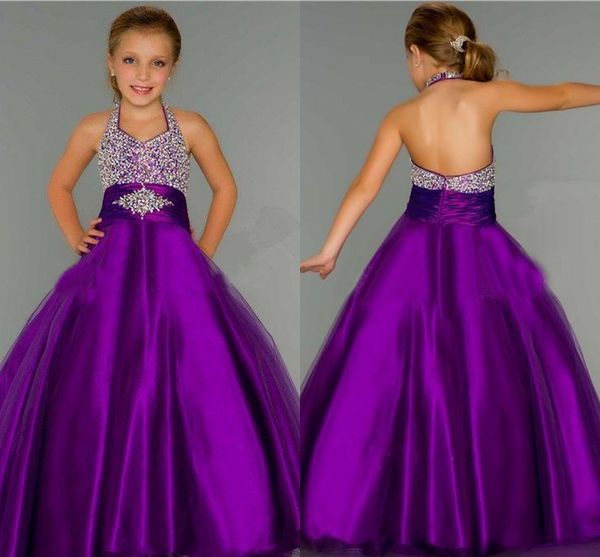 wholesale sparkling crystal beaded girls pageant dresses purple halter neck back out christmas party gowns kids formal wear, White;red
wholesale sparkling crystal beaded girls pageant dresses purple halter neck back out christmas party gowns kids formal wear, White;red