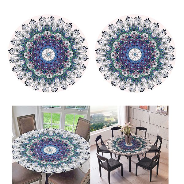 2-pack table cloth large round elastic edge fitted vinyl waterproof table cover - 47 inches diameter - peacock tail pattern
2-pack table cloth large round elastic edge fitted vinyl waterproof table cover - 47 inches diameter - peacock tail pattern