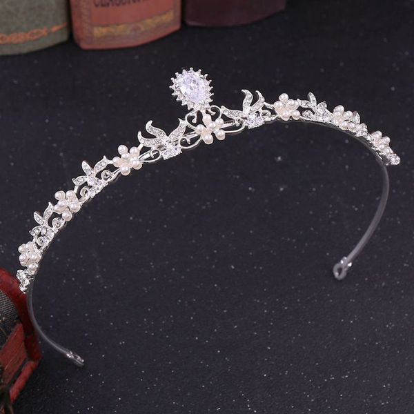 

bridal tiara rhinestones small crown wedding dress accessories etiquette jewelry women head hoop 517f, Golden;white