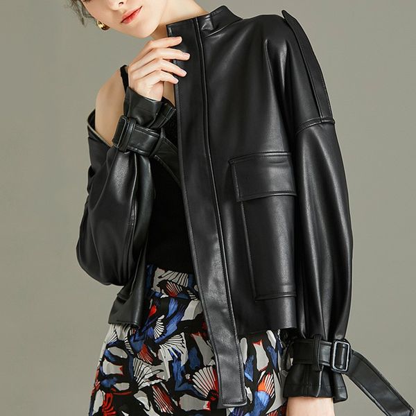 pu2020 new autumn women black short pu faux soft leather jacket casual female motorcycle biker zipper loose coat outwear
pu2020 new autumn women black short pu faux soft leather jacket casual female motorcycle biker zipper loose coat outwear
