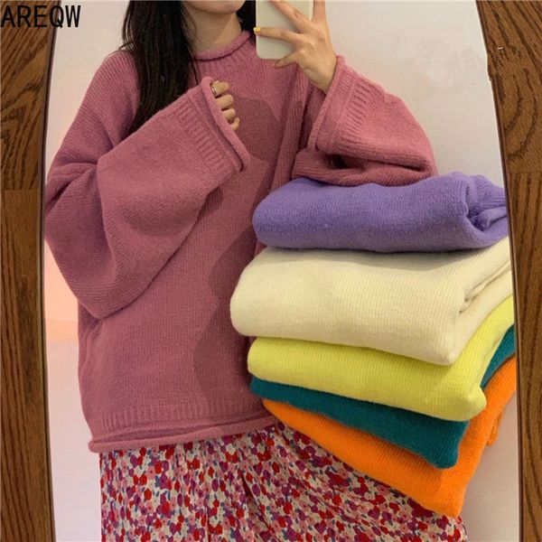 autumn and winter oversized sweater korean style new loose wind candy color long-sleeved pullover sweater female, White;black
autumn and winter oversized sweater korean style new loose wind candy color long-sleeved pullover sweater female, White;black