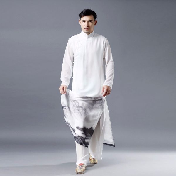 long sleeve summer men's chinese style national chiffon long gown robe chinese style costumes male chinese clothing gray white dress, Red
long sleeve summer men's chinese style national chiffon long gown robe chinese style costumes male chinese clothing gray white dress, Red