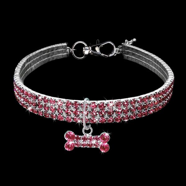 

bling rhinestone pet dog cat collar alloy diamond puppy pet collars leashes for little medium dogs s m l jewelry pet dog accessories