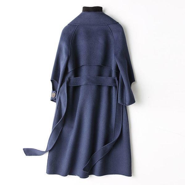 winter female real wool long jacket women clothes 2020 autumn korean sheep shearing coat + belt elegant coats 371253, Black