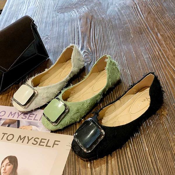 2020 female metal buckle summer women's shoes flat shoes flock soft bottom peas ladies' single shoe w38-58, Black
2020 female metal buckle summer women's shoes flat shoes flock soft bottom peas ladies' single shoe w38-58, Black