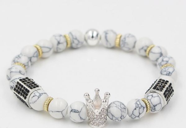 8mm xfg5454 gold silver copper crown white howlite micro pave cz zircon cubic zirconia bracelet yoga reiki chakra healing, Black
8mm xfg5454 gold silver copper crown white howlite micro pave cz zircon cubic zirconia bracelet yoga reiki chakra healing, Black