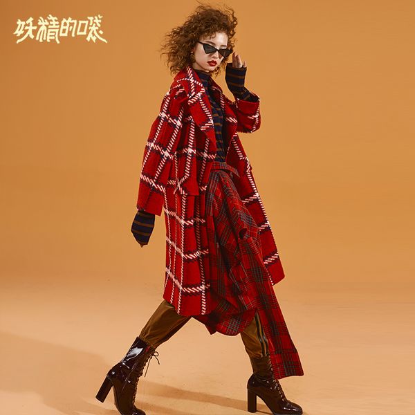 elf sack winter warm woman woolen coat long sleeve plaid turn-down collar women jackets wide-waisted femme single breasted coats, Black
elf sack winter warm woman woolen coat long sleeve plaid turn-down collar women jackets wide-waisted femme single breasted coats, Black