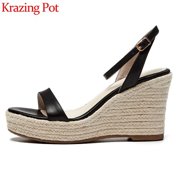 krazing pot 2020 classic colors cow leather peep toe straw wedges super high heels elegant lady catwalk party sandals women l22, Black
krazing pot 2020 classic colors cow leather peep toe straw wedges super high heels elegant lady catwalk party sandals women l22, Black