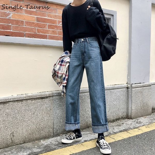 women's jeans high waist straight women streetwear casual preppy style boyfriend for woman loose ankle length denim vetement femme, Blue
women's jeans high waist straight women streetwear casual preppy style boyfriend for woman loose ankle length denim vetement femme, Blue